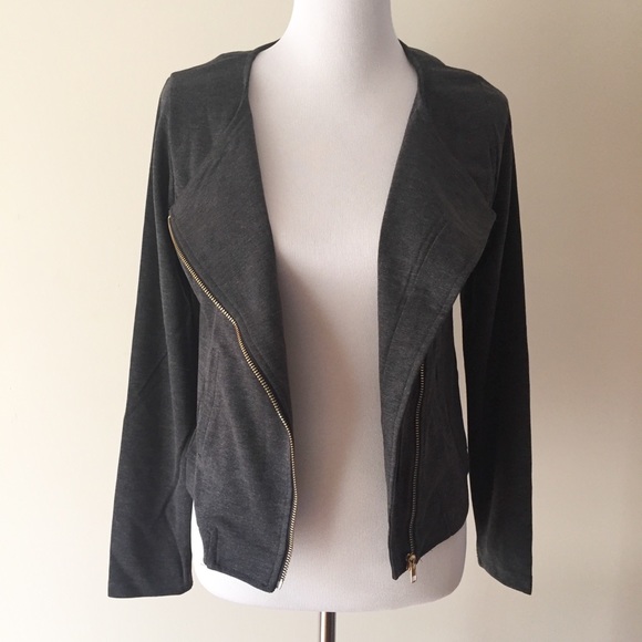Charcoal Knit Moto Blazer - Picture 3 of 3